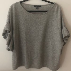 Gray cashmere short sleeved top
